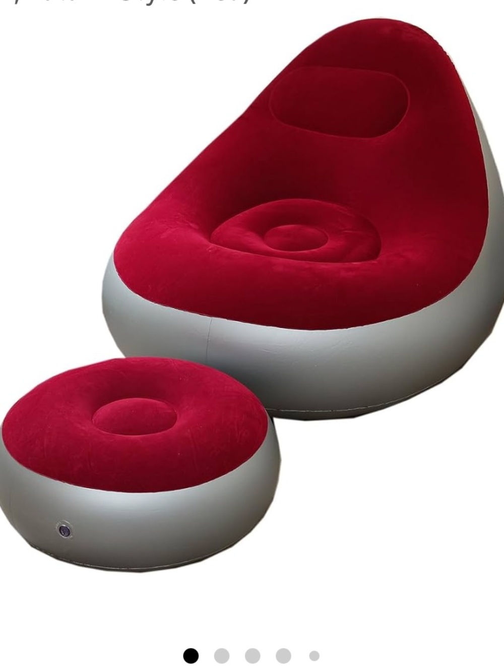 Plush Inflatable Lounge Chair with Footrest - Red